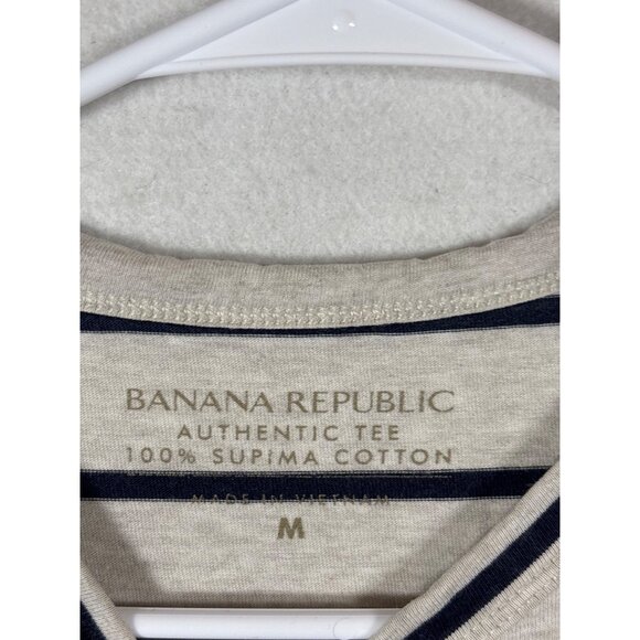 Banana Republic Authentic Tee M 100% Supima Cotton Striped T-Shirt - Picture 3 of 9